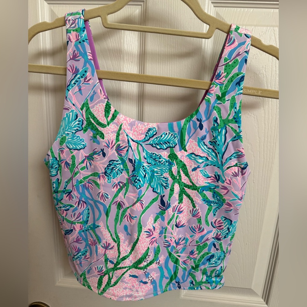 Lilly Pulitzer Pink and Blue Leafy Tank Top